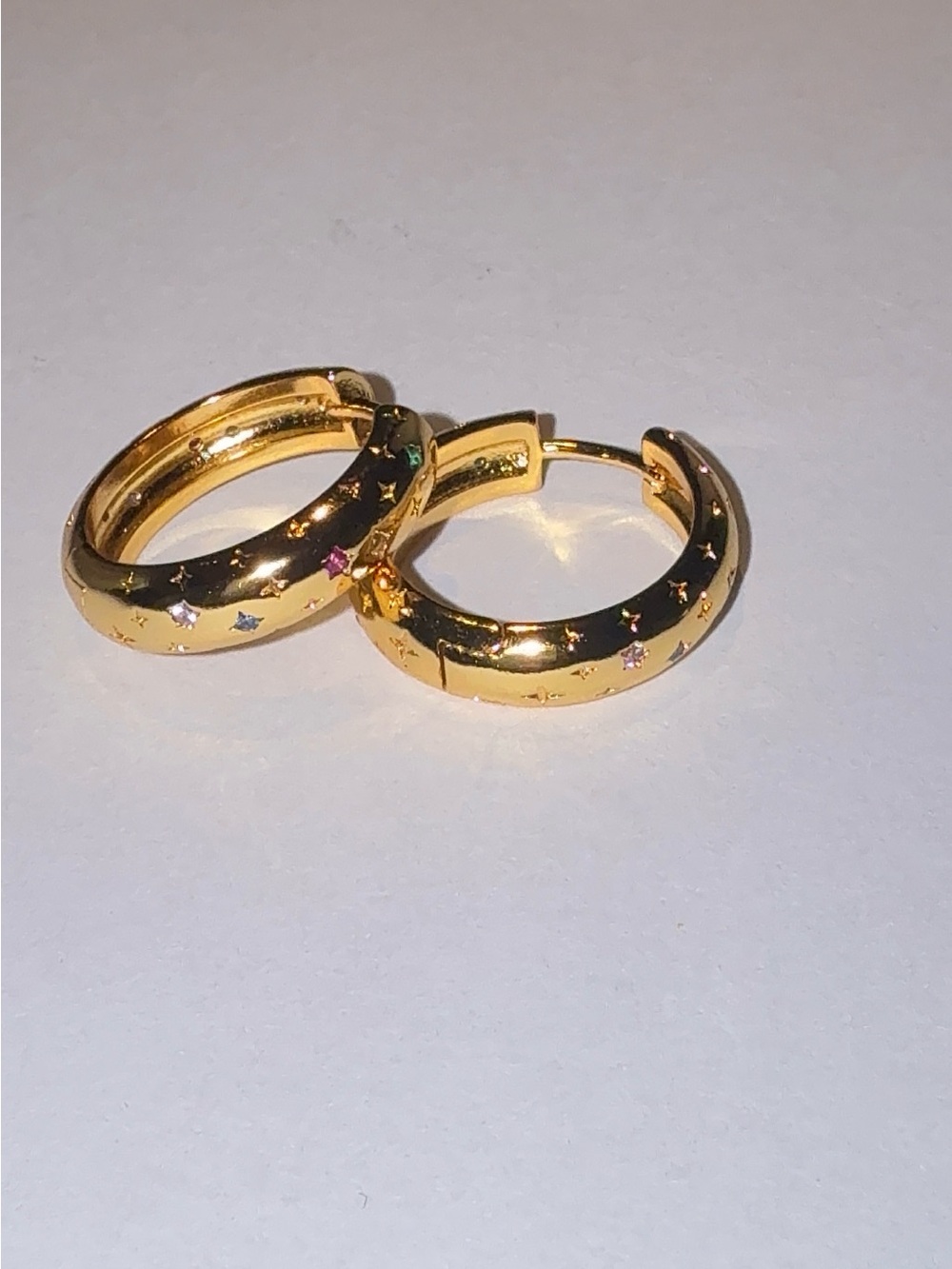 Gold Plated Multi-Zirconia Star Hoop Earrings - Women Jewelry